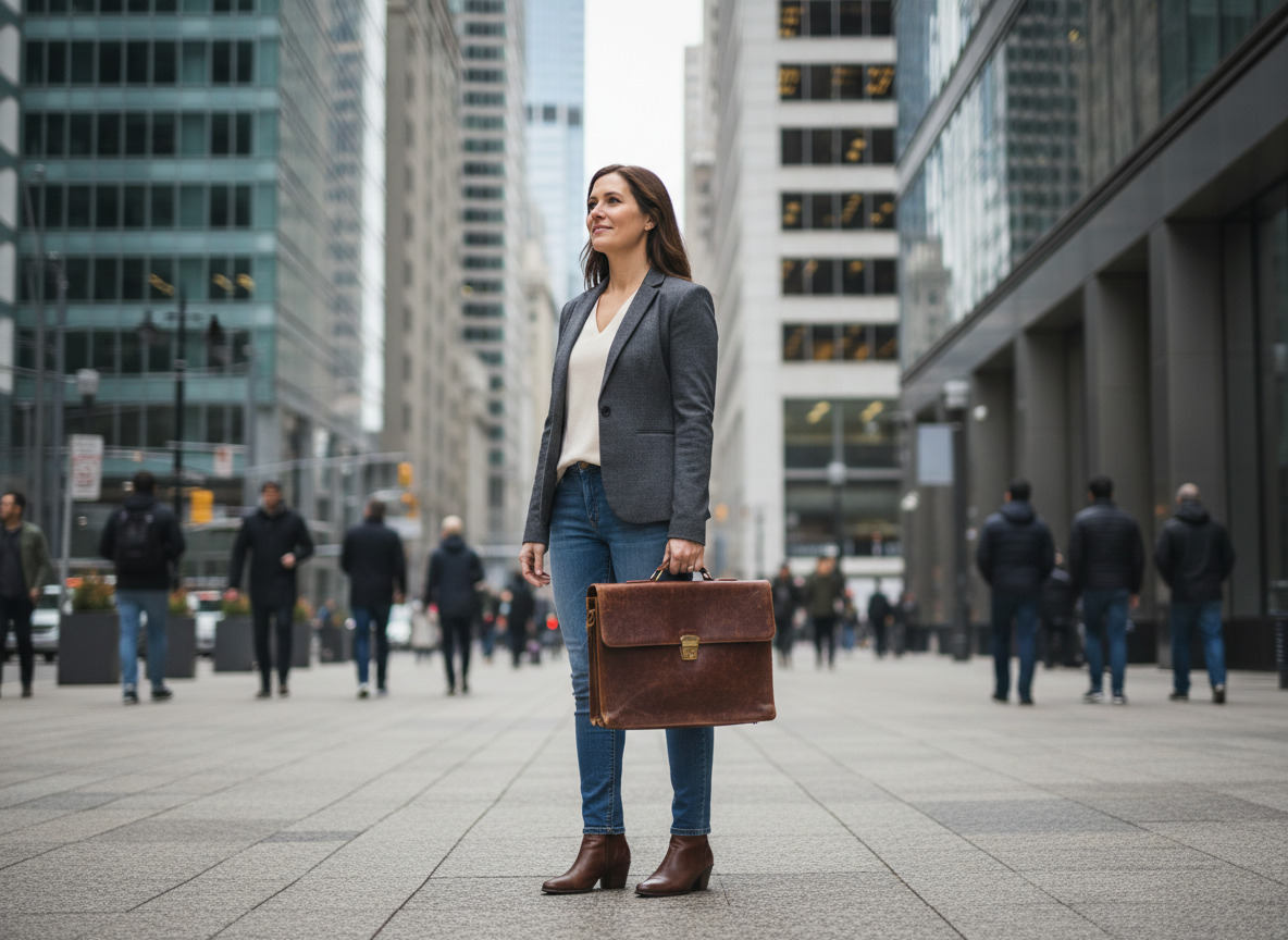 Femme d affaires dans la ville avec un sourire détendu
