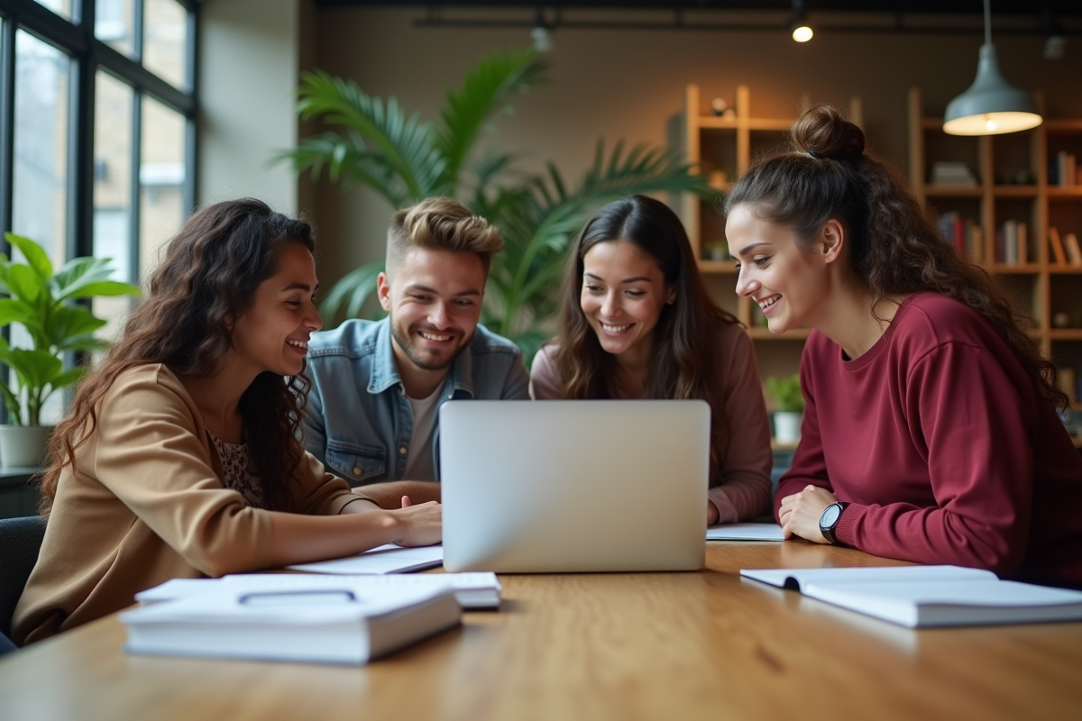 Étudiants collaborant autour d
