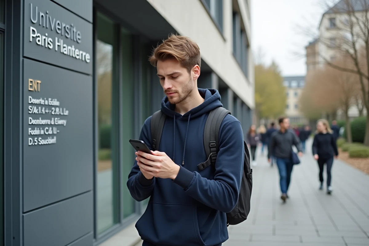 Jeune homme vérifiant le portail de l