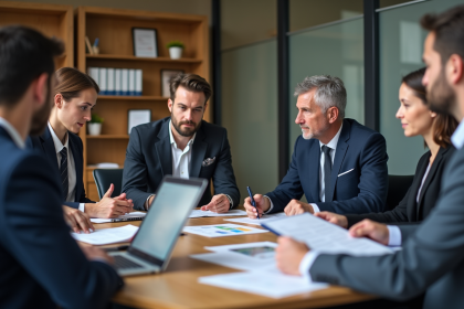 Groupe de professionnels en réunion d'affaires